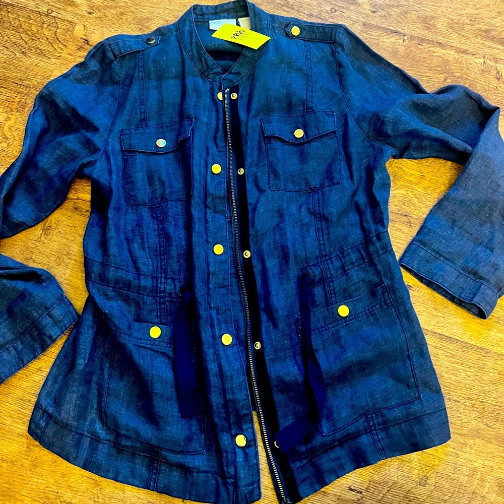 Gorgeous Chico Size 8 Blue Jacket With Gold Accent Buttons Rare Find
